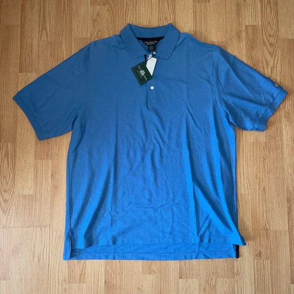 NWT Brooks Brothers Blue Short Sleeve Country Club Polo Collar Shirt Size XL - Picture 2 of 8